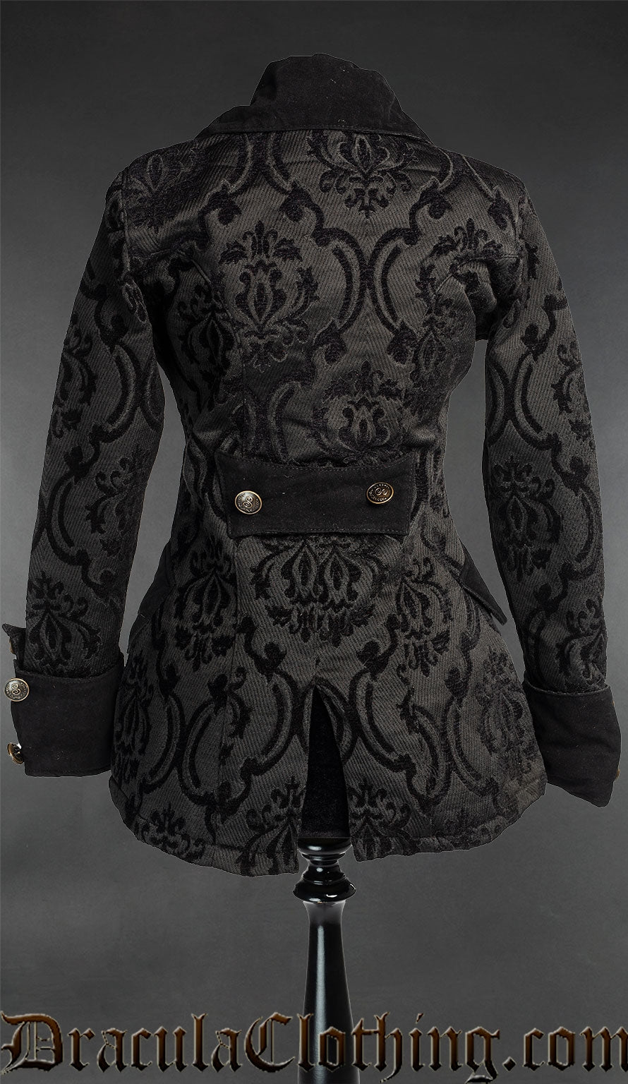 Black Brocade Female Pirate Jacket