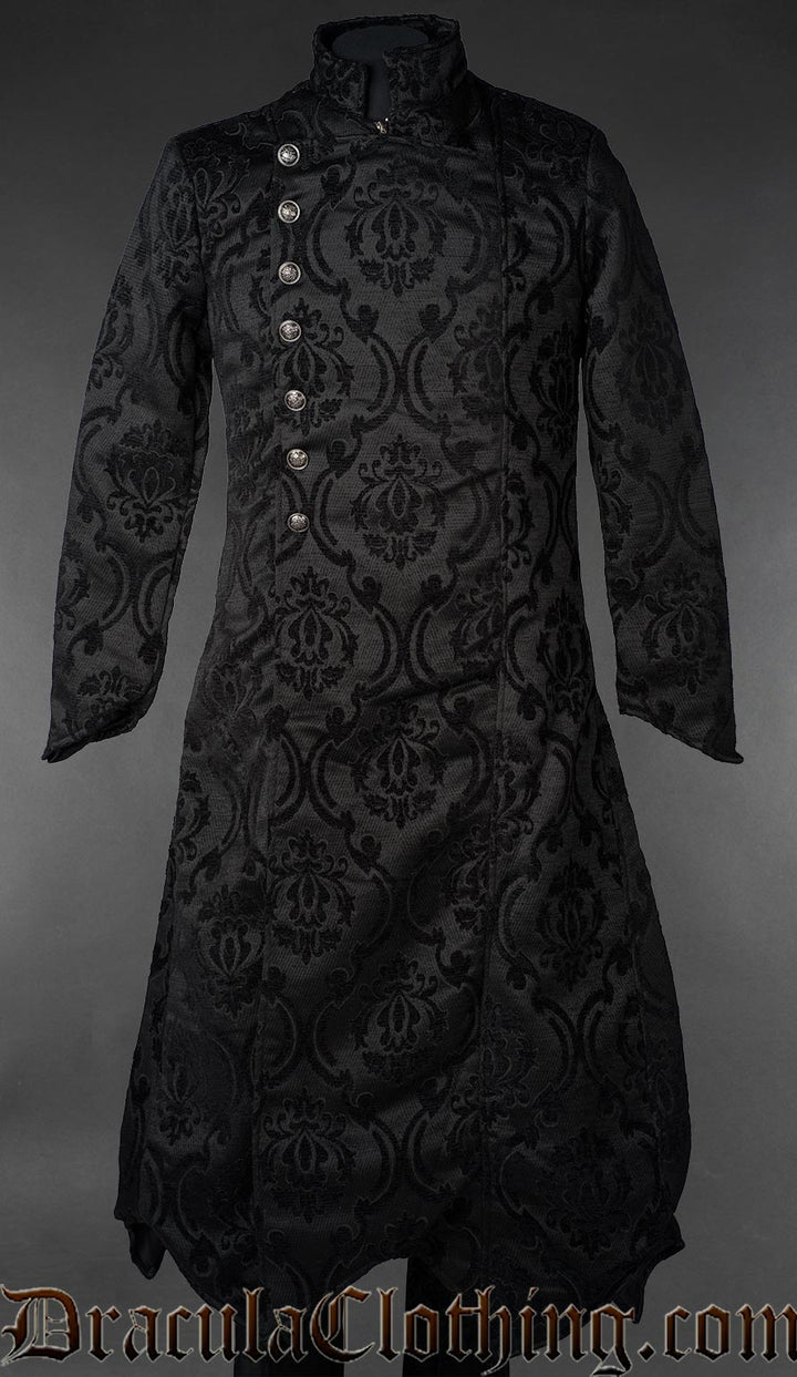 Black Brocade Gothic Military Coat