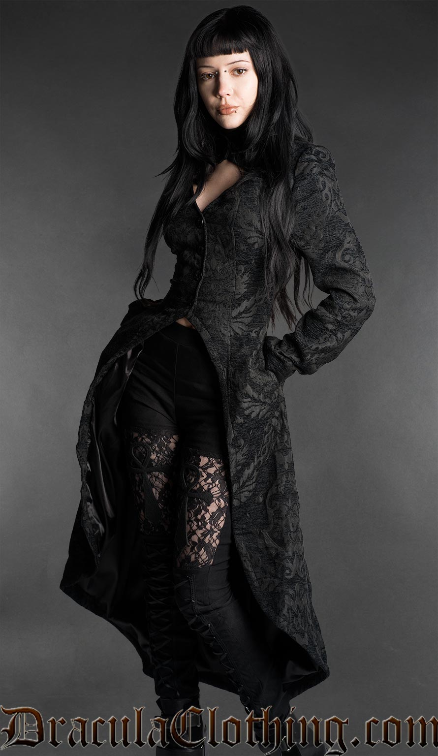 Black Brocade Gothic Victorian Tailcoat