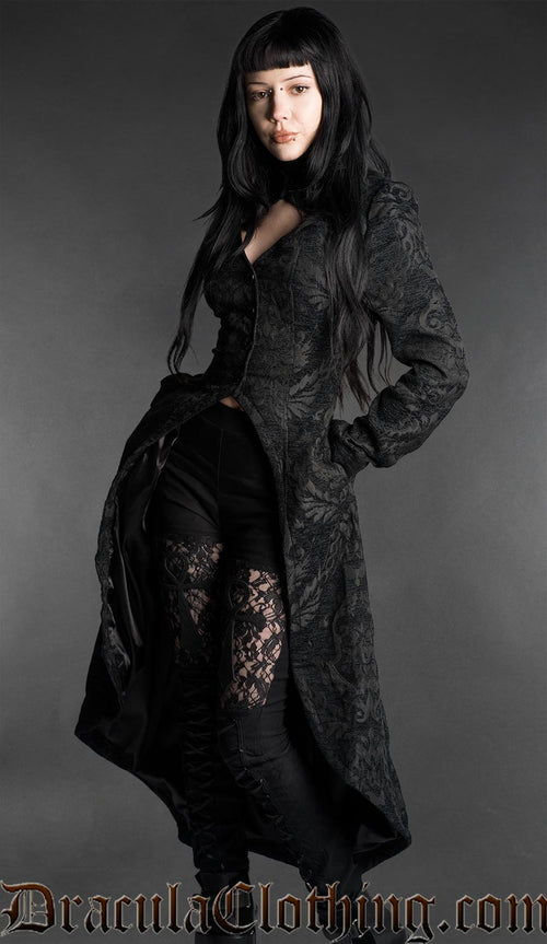 Black Brocade Gothic Victorian Tailcoat