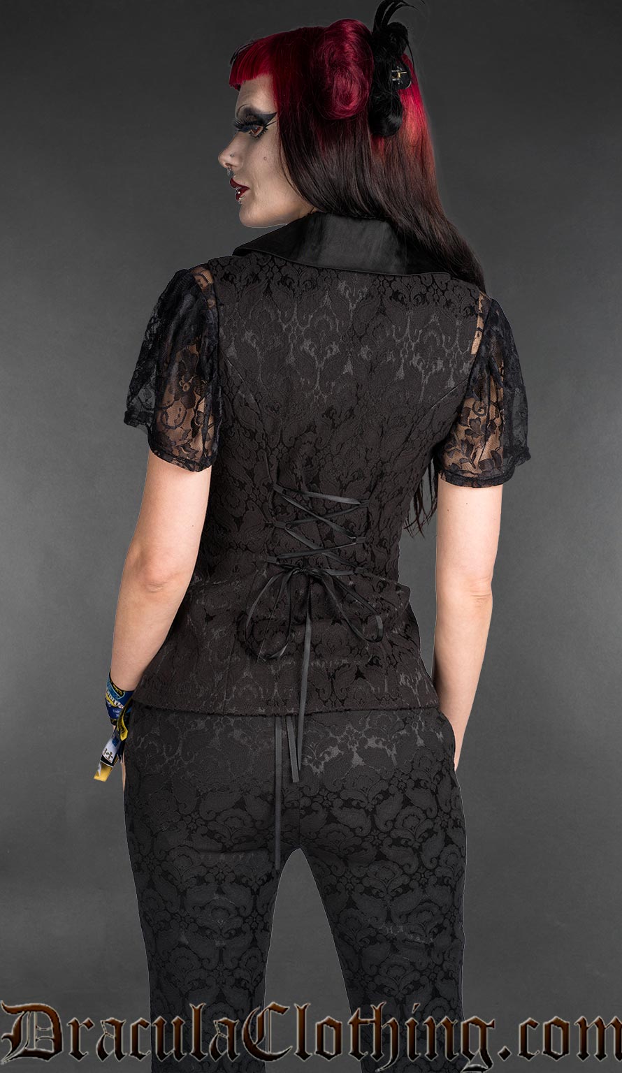 Black Brocade Ladies Vest