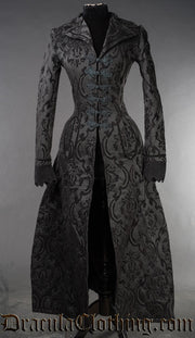 Black Brocade Long Ives Coat