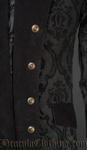 Black Brocade Long Pirate Coat