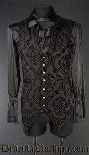 Black Brocade Long Vest