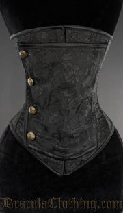 Black Brocade Officer Underbust Corset