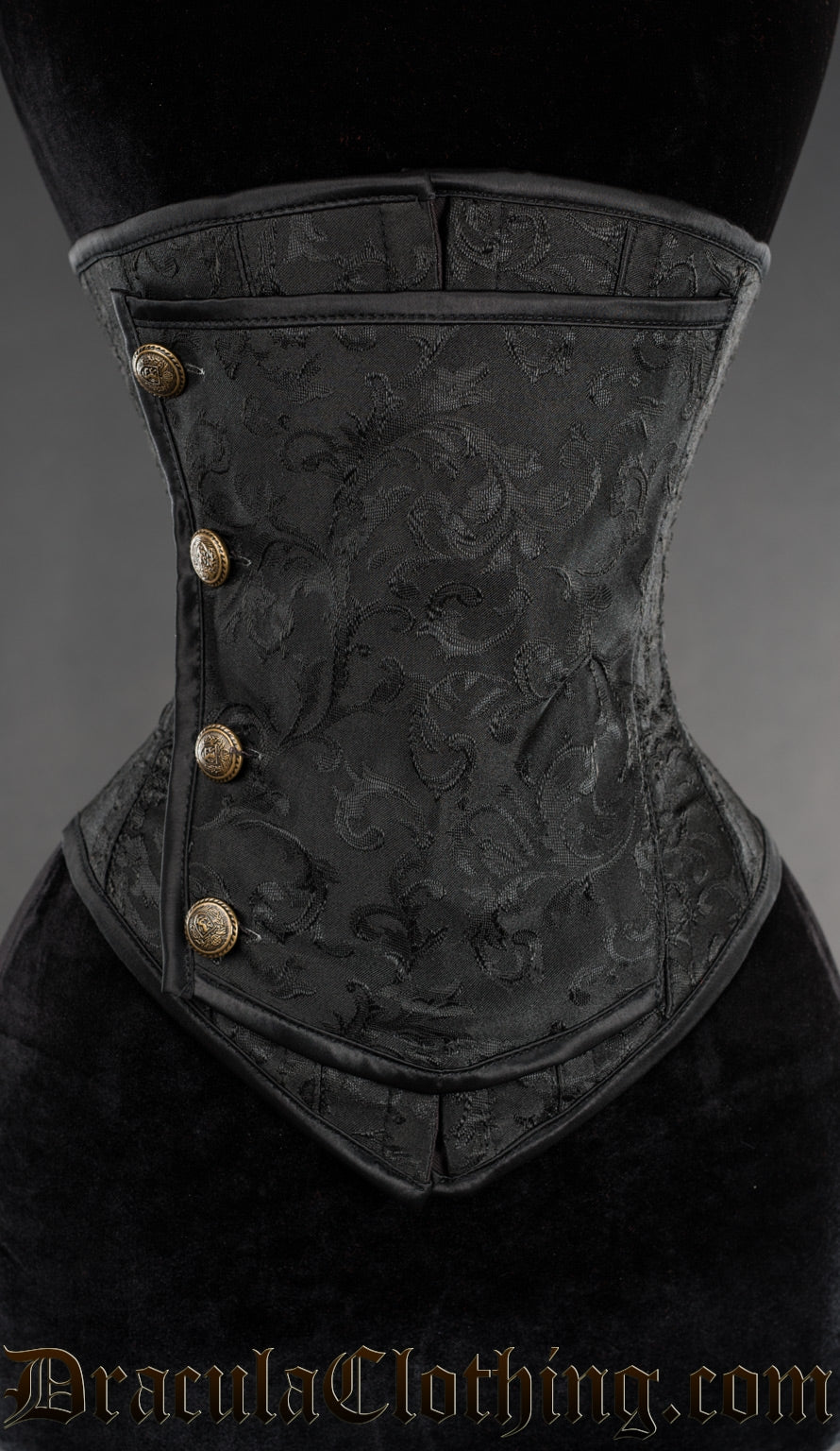 Black Brocade Officer Underbust Corset