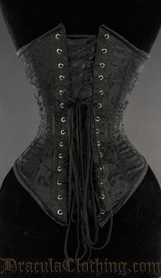 Black Brocade Officer Underbust Corset