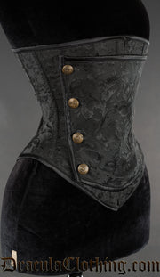 Black Brocade Officer Underbust Corset