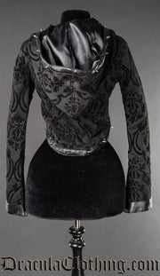 Black Brocade Spiked Hood