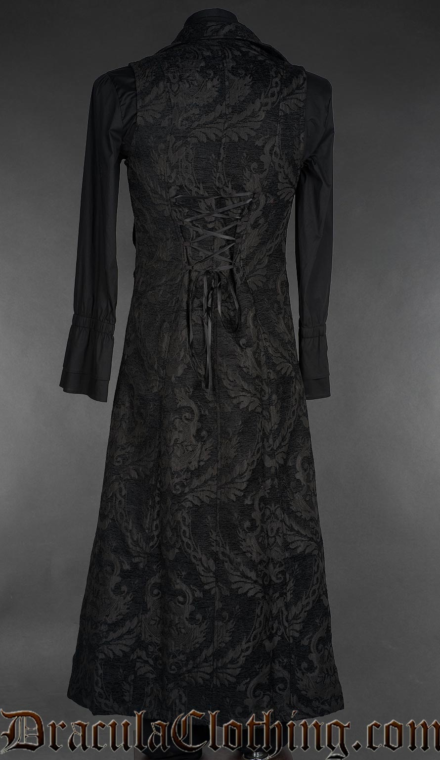 Black Brocade Vest Coat – DraculaClothing