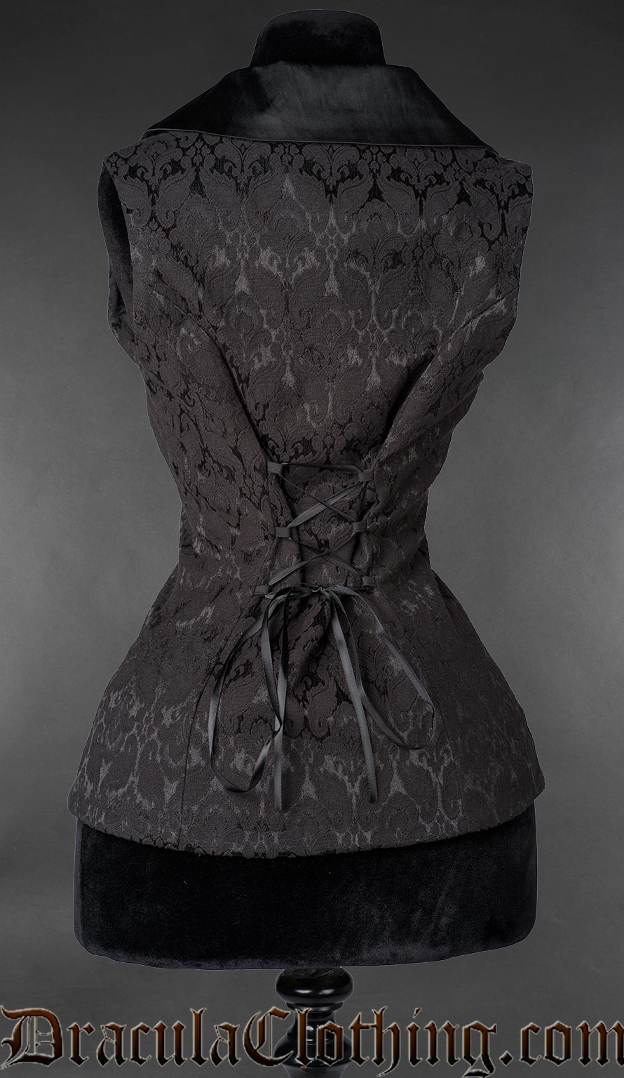 Black Brocade Ladies Vest – DraculaClothing
