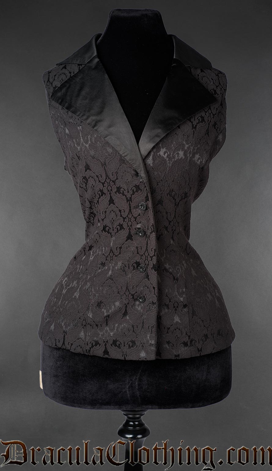 Black Brocade Ladies Vest – DraculaClothing