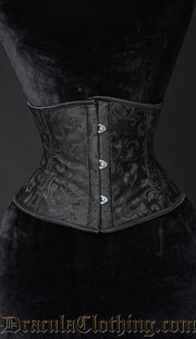 Black Brocade Waist Cincher front