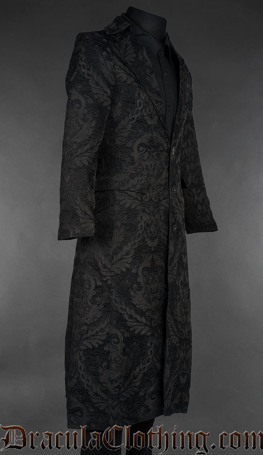 Black Chenille Brocade Coat
