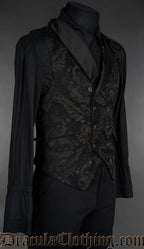 Black Chenille Brocade Double Breasted Waistcoat