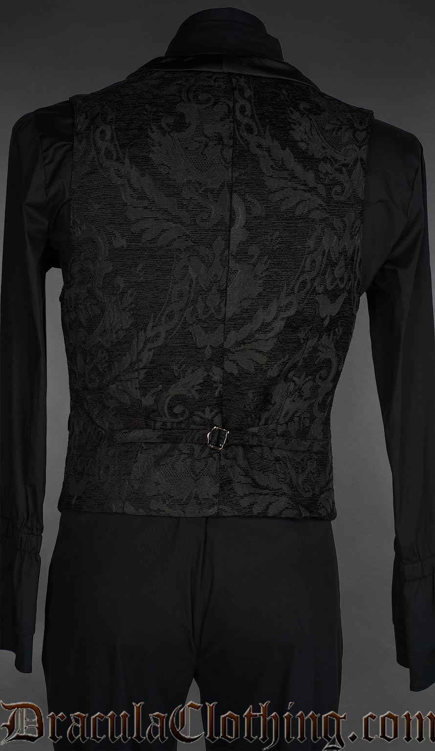 Black Chenille Brocade Double Breasted Waistcoat