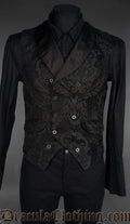 Black Chenille Brocade Double Breasted Waistcoat