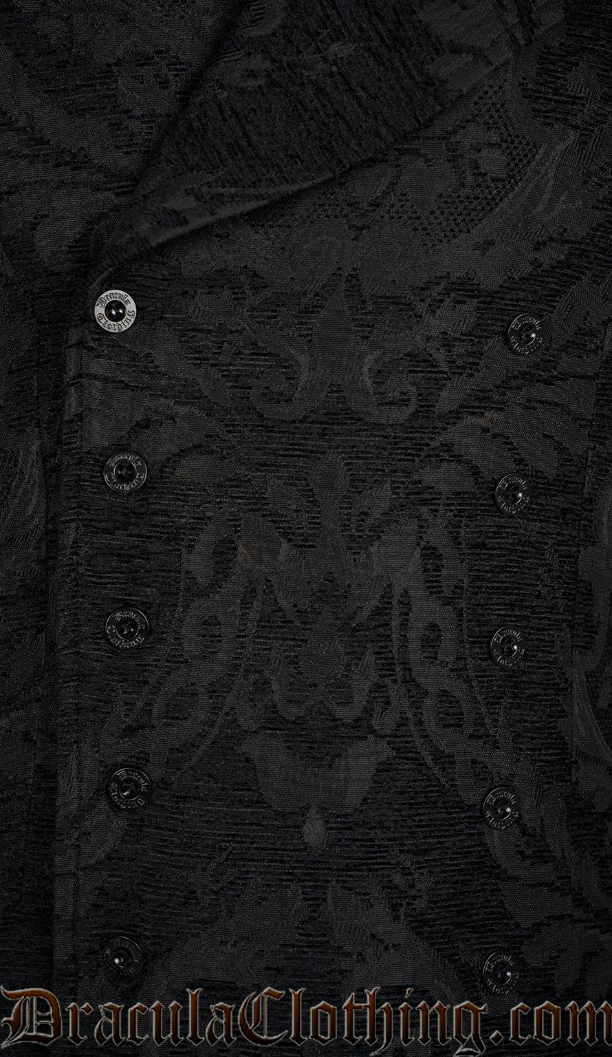 Black Chenille Brocade Double Buttoned Vest