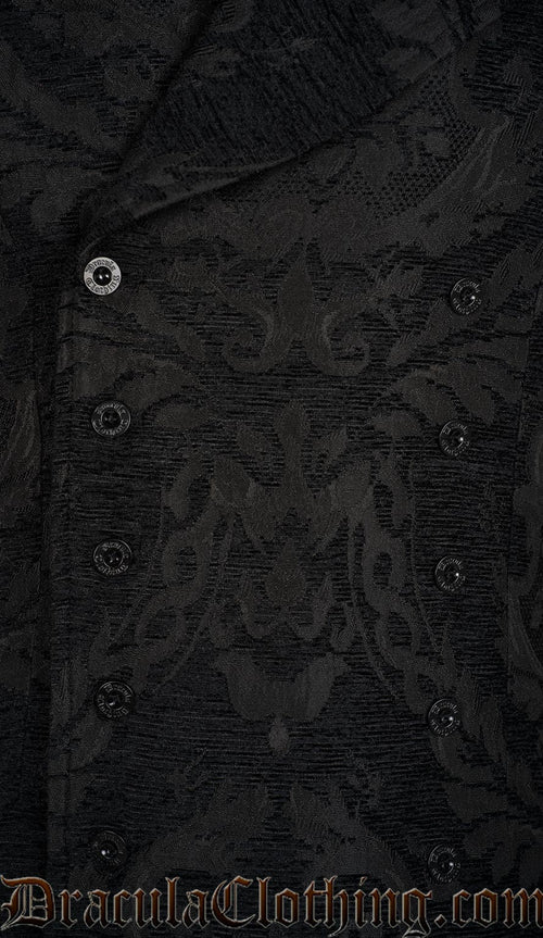 Black Chenille Brocade Double Buttoned Vest