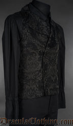 Black Chenille Brocade Double Buttoned Vest