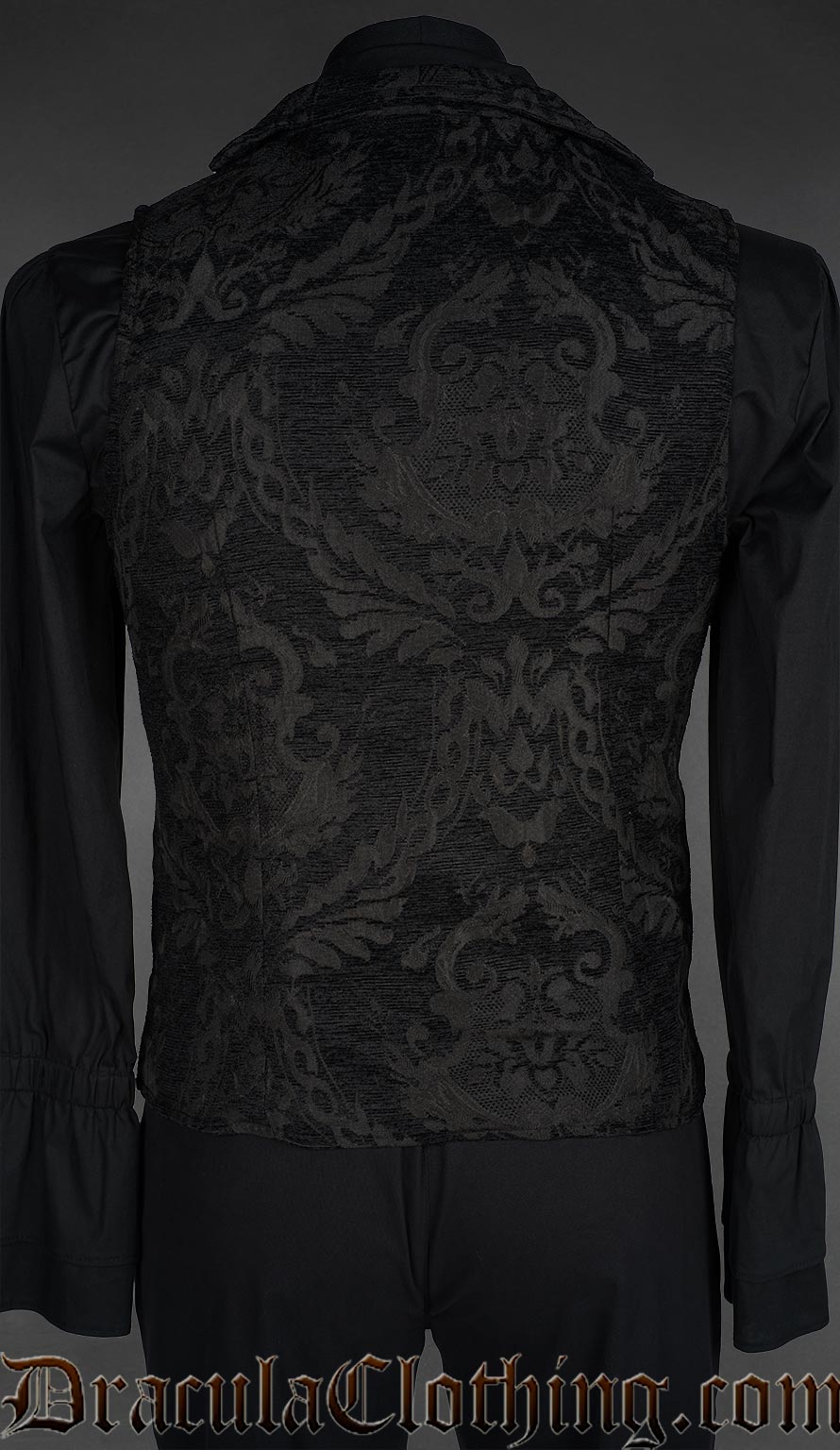 Black Chenille Brocade Double Buttoned Vest
