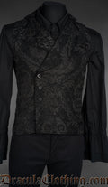 Black Chenille Brocade Double Buttoned Vest