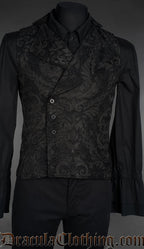 Black Chenille Brocade Double Buttoned Vest