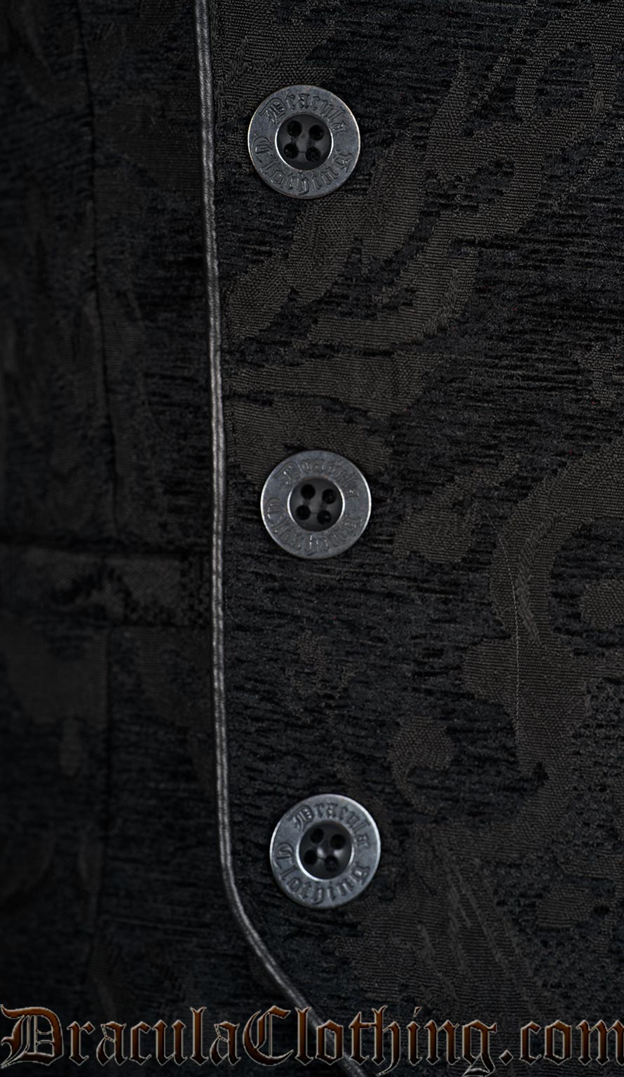 Black Chenille Brocade Goth Victorian Vest
