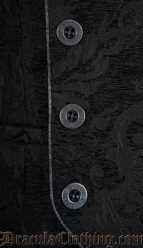 Black Chenille Brocade Goth Victorian Vest