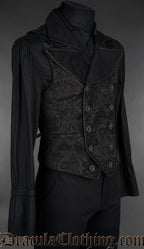 Black Chenille Brocade Goth Victorian Vest