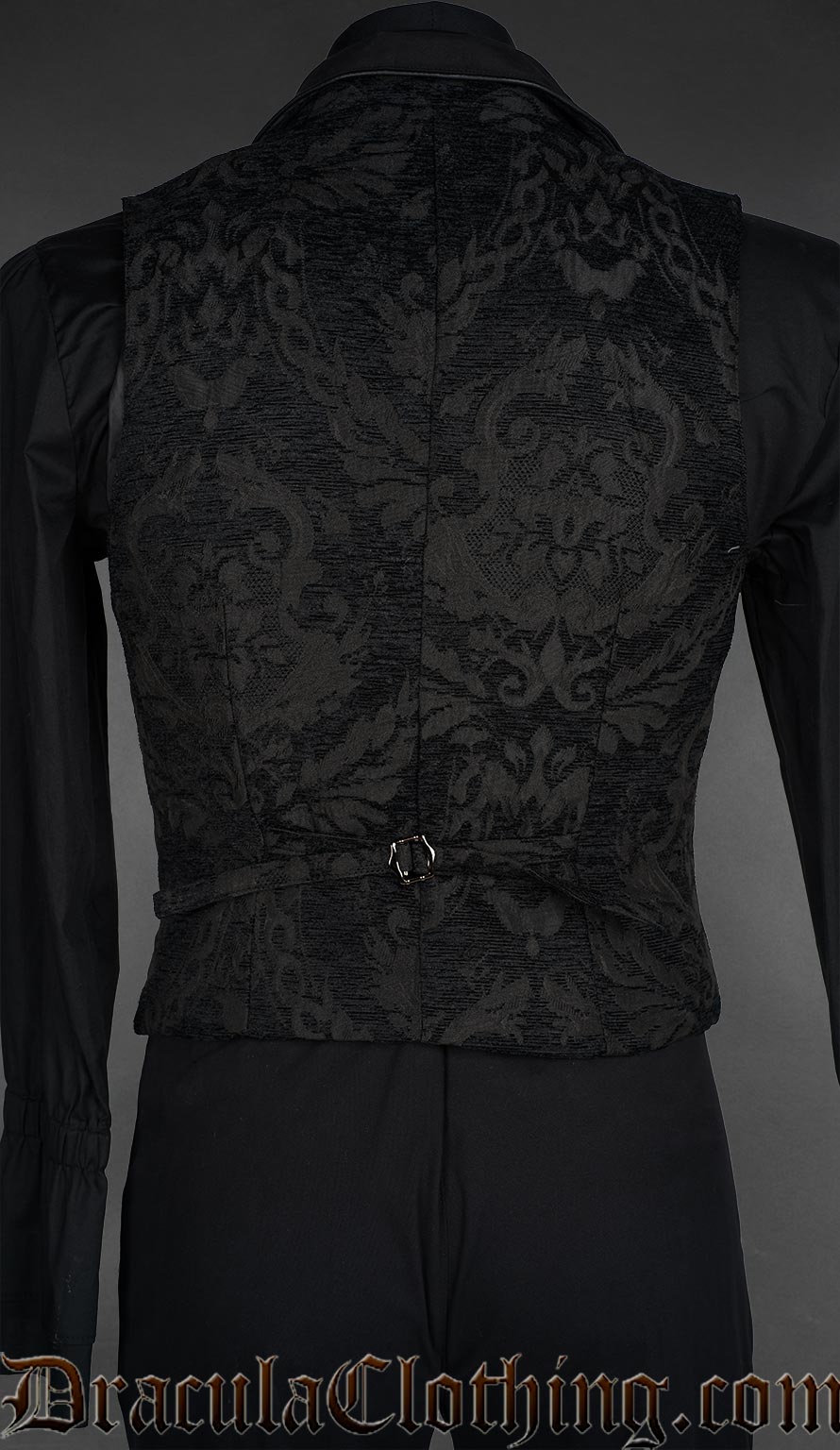 Black Chenille Brocade Goth Victorian Vest