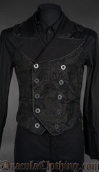 Black Chenille Brocade Goth Victorian Vest