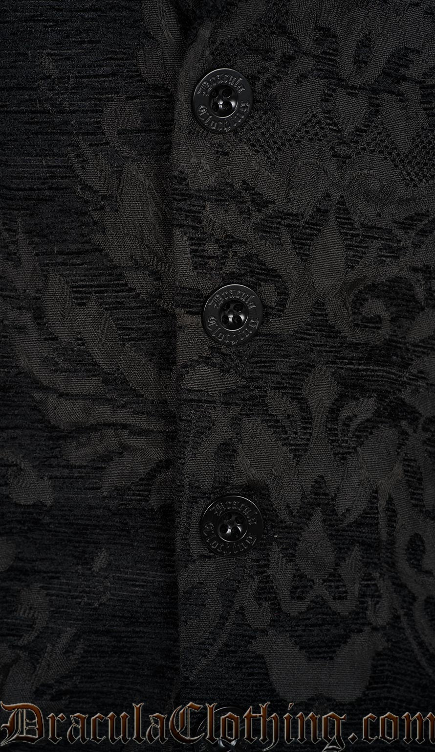 Black Chenille Brocade Hooded Suit Jacket