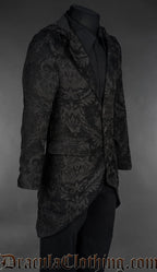 Black Chenille Brocade Hooded Suit Jacket