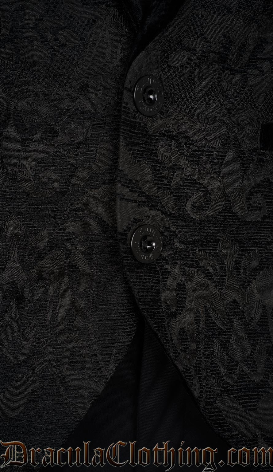 Black Chenille Brocade Velvet Detail Hooded Suit Jacket