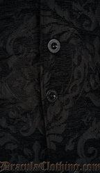 Black Chenille Brocade Velvet Lapel Coat