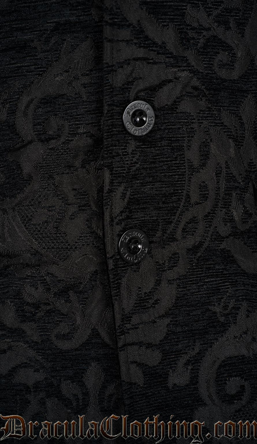 Black Chenille Brocade Velvet Lapel Coat