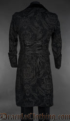 Black Chenille Brocade Velvet Lapel Coat