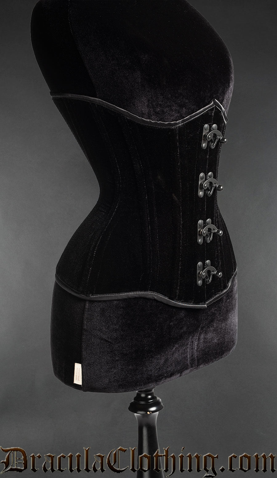 Black Clasp Velvet Extreme Waist Corset