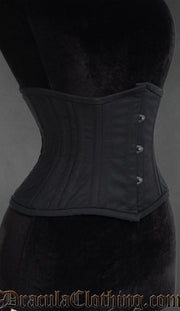 Black Cotton Double Boned Waist Cincher