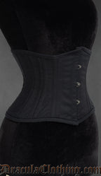 Black Cotton Double Boned Waist Cincher