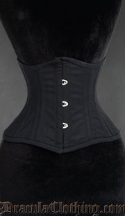 Black Cotton Double Boned Waist Cincher