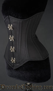 Black Cotton Longline Extreme Waist Clasp Corset