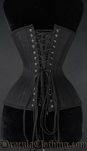 Black Cotton Longline Extreme Waist Clasp Corset