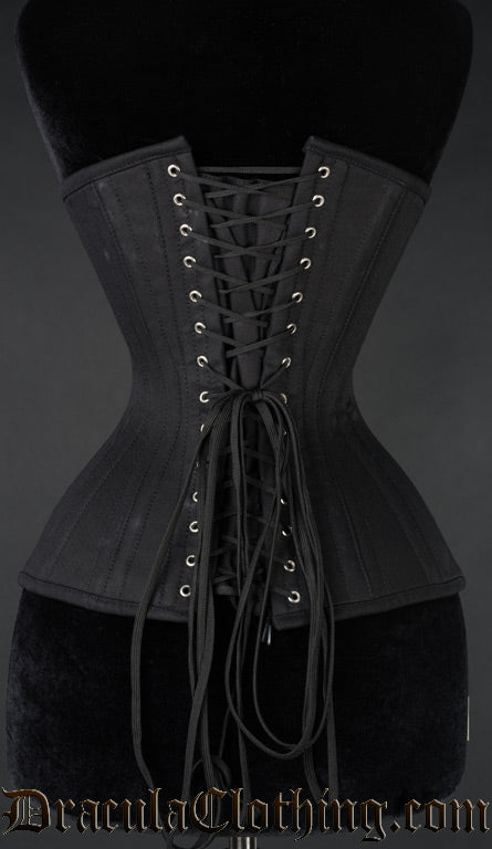 Black Cotton Longline Extreme Waist Clasp Corset