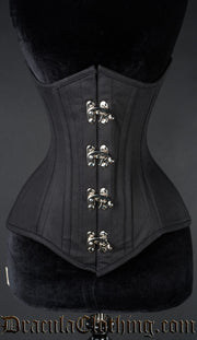 Black Cotton Longline Extreme Waist Clasp Corset