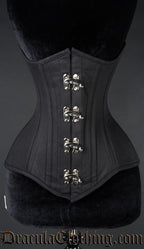 Black Cotton Longline Extreme Waist Clasp Corset
