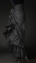 Black Cotton Two Layer Bustle Skirt