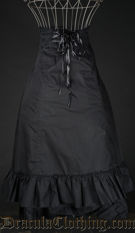 Black Cotton Two Layer Bustle Skirt