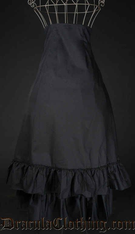 Black Cotton Two Layer Bustle Skirt